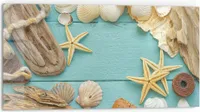 DEQORI Küchenrückwand Glas 80x40 cm 'Meeresmärchen' Spritzschutz Bad Rückwand Küche