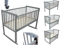 Kinderbett / Beistellbett / Wiege 3in1 120x60 cm grau