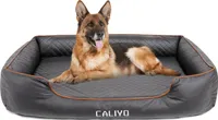 Hundebett, Hundesofa, Hundekissen, Orthopädisch Hundekörbchen Hundekorb Schlafplatz waschbar Bezug abnehmbar, Schwarz, 104 x 75 x 20 cm