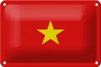 Plechová cedule Vlajka Vietnamu 18x12cm Vlajka Vietnamu dekorace