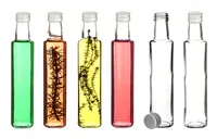 6x Likörflaschen 250 ml rund mit Schraubverschluss - Schnapsflaschen zum Befüllen - Glasflaschen : 6 Stück