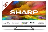 SHARP 55EQ3EA Android TV, 139 cm (55 Zoll), 4K Ultra HD, ohne Rahmen, Quantum Dot