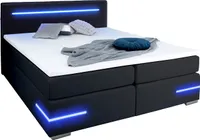 Lennox Boxspringbett 180x200 mit LED Beleuchtung und USB Anschluss- bequemes LED-Bett mit einzigartiger Optik - 180 x 200 cm