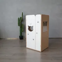 CatS Design Katzenklo hochwertig Holz Katzentoilette Schrank mit Streumatte A6