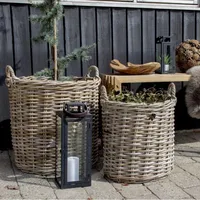 Natur Rattankorb BAKUL rund Grey 40cm Pflanzkorb Inlay Griffe