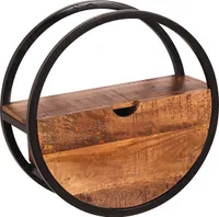 SIT Möbel Wandregal | rund | 1 Schublade | Mango-Holz natur | Gestell Metall schwarz | B 50 x T 20 x H 50 cm | 14366-01 | Serie SIDNEY