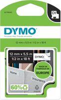 DYMO Original D1 Hochleistungs-Etikettenband | schwarz auf weiß |12 mm x 5,5 m | permanent haftendes Vinyl- Schriftband | für LabelManager-Beschriftungsgerät