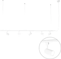 QAZQA - Modern Modernes HängeSchienensystem I Spotlight I Deckenspot I Deckenstrahler I Strahler mit 5-flammig weißen Spot I Spotlight I Deckenspot I Deckenstrahler I Strahler I Lampe I Leuchte - Icon