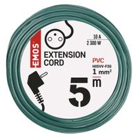 EMOS Predlžovací kábel 5 m / 1 zásuvka / zelený / PVC / 1 mm2, P0115Z
