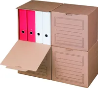 5 x Archivboxen Archivschachteln für bis zu 4 Ordner (80 mm) mit Frontklappe, in Braun