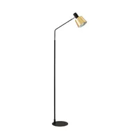 Lindby Stehlampe Vlada, 144 cm, messing, schwarz, Metall