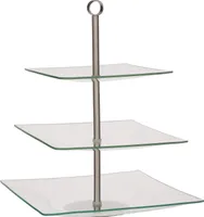 OBSTSCHALE Glas TORTENSTÄNDER SERVIERPLATTE KUCHENPLATTE KUCHENSTÄNDER 3 Etagen
