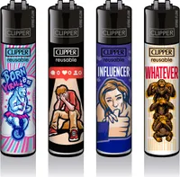 Clipper Feuerzeuge - 4er Set: SOCIAL MEDIA