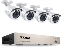 ZOSI 8CH H.265+ DVR Video Überwachungssystem mit 4 Außen 2.0MP Überwachungskamera Set ohne Festplatte, IR Nachtsicht, Bewegungsalarm