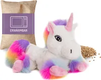 Habibi Plush Premium Wärmetier Einhorn Rainbow herausnehmbares Körnerkissen