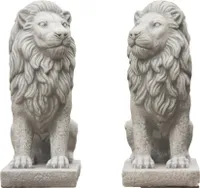 Löwen Figuren im Set für ihren Garten Terasse oder Balkon Frostfest Witterungsbestänsdig und Neu 50cm H, PO-1972uPO-1973