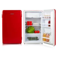 PRIMO PR152RKR Tischkühlschrank - 93 Liter Fassungsvermögen - Rot - Freistehender Tischkühlschrank - Retro-Kühlschrank