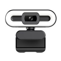 4K USB HD Webcam Plug & Play-Webcam mit integrierter Mikrofonbeleuchtung fuer Live-Stream-Videoanruf Videokonferenz Online-Unterricht HD-Kamera