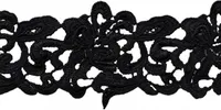 1m / Meterware Spitzenborte Bestickte Spitze Spitzenband 75mm, Farbwahl, Farbe:schwarz