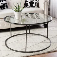 Couchtisch Kolari 45 x 80 cm Beistelltisch Wohnzimmertisch Glastisch Sofatisch rund Klarglas 4 mm Schwarz