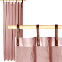JEMIDI Vorhang transparent 135x245cm - Gardine mit Schlaufen aus Kunstleder - Schlaufenschal lang für Wohnzimmer Schlafzimmer - Vintage Look - altrosa