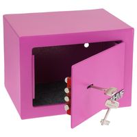 HMF 49216-15 Möbeltresor Doppelbartschloss Safe Tresor klein mit Schlüssel, 23 x 17 x 17 cm, Pink