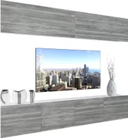 BELINI Wohnwand Vollausstattung Wohnzimmer-Set Moderne Schrankwand mit LED-Beleuchtung Weiß Glänzend Anbauwand TV-Schrank Glamour Holz Matt