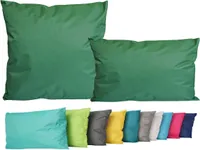 2er Set Outdoor Lounge Kissen Set 45x45cm + 30x50cm Dekokissen Inkl. Füllung Wasserfest Sitzkissen Garten Lotus Effekt, Farbe:Dunkelgrün