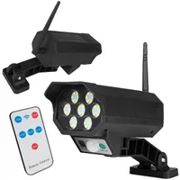 MasterLED Solar Wandleuchte LED – 6500K Kaltweiß – IP65 Schwarz – Kamera-Attrappe PIR Sensor – Fernbedienung Außenlicht