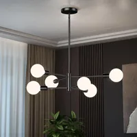 Hängelampe Modern 6 Flammig,Kronleuchter Metall E27 Industriell,Deckenleuchte Pendelleuchte Wohnzimmer Schlafzimmer Esszimmer