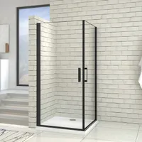 90x90x200cm Schwarze Pendeltür&Drehtür&Eckeinstieg Duschkabine 8mm Nano Glas