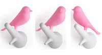Qualy Wandhaken mit Vogel Sparrow auf Ast - 2er Set - rosa/pink-weiß