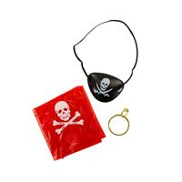 Piraten Set zum Piratenkostüm Kompass Fernglas Augenklappe Halskette Enterhaken 