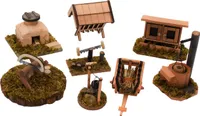 Krippenzubehör Holz 8-teilig Miniatur 4 - 9 cm