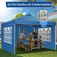 Pawilon 3x3 wodoodporny stabilny zimoodporny, składany pawilon z 4 ścianami bocznymi, ochrona UV 50+ namiot ogrodowy namiot imprezowy, pawilon ogrodowy na rynek imprez ogrodowych