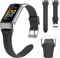 Pre Fitbit Charge 6 / 5 kožený remienok hodiniek ženy veľkosť S čierna