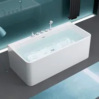 Mai & Mai Freistehende Badewanne 170x80cm Rechteck Sanitäracryl mit Armatur Standbadewanne V601s MA