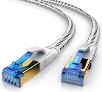 Primewire Plochý páskový kabel CAT 8 s bavlněným pláštěm - Gigabitový ethernetový kabel LAN - 40 Gbit/s - S/FTP PIMF stínění - síťový kabel - 15 m