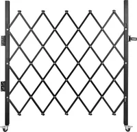 SucceBuy Składane drzwi antywłamaniowe, 48" wys. x 66" szer. drzwi składane, stalowe drzwi harmonijkowe, elastyczne, rozszerzalne drzwi antywłamaniowe, lampa ostrzegawcza 360°, drzwi nożycowe lub brama z kłódką