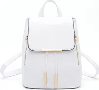 Rucksack Damen Klein Elegant Rücksack Taschen Damen Leder PolyurethanModern Damenrucksäcke Mini Lederrucksack Frauen Casual Daypacks Small Backpack Women (Weiß)
