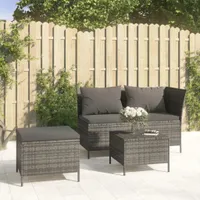 vidaXL 3dílná zahradní lounge souprava s polštáři Grey Poly Rattan