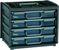 Plastová skrinka HandyBox so 4 kuframi na sortiment modrá raaco