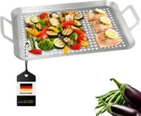 bremermann Grillplatte 43 x 25 x 5 cm Edelstahl Grillkorb Grillpfanne
