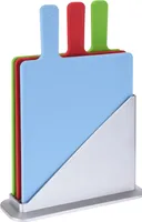 Excellent Houseware zestaw desek do krojenia ze stojakiem, plastikowy, 29x20 cm, multicolor