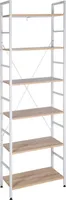 WOLTU Bücherregal Standregal Metallregal Lagerregal Leiterregal Badregal Küchenregal 6 Ablage RGB9307whe Weiß+hell Eiche