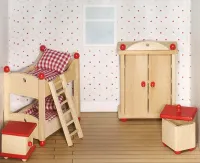 Goki 51953 - Puppenmöbel Kinderzimmer, Holz 4013594519533