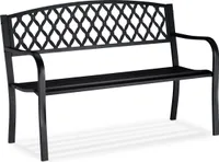 relaxdays ławka ogrodowa 10026115_0 czarny metal 127,5 cm