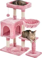 Yaheetech Katzenbaum Kratzbaum Plüsch Kletterbaum Katzenkratzbaum mit Liegefläche und Höhle Katzenmöbel Höhe 96 cm Rosa