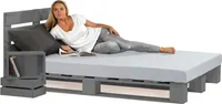 Lermowood Palettenbett 160 x 200 cm mit Kopfteil Grau Holzbett Massivholzbett Bett aus Paletten Seniorenbett Kinderbett Jugendbett