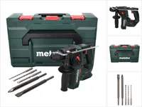 Metabo BH 18 LTX BL 16 akumulatorowa wiertarko-wkrętarka udarowa 18 V 1,3 J SDS plus Brushless + 5-częściowy zestaw wierteł i dłut + metaBOX - bez akumulatora, bez ładowarki